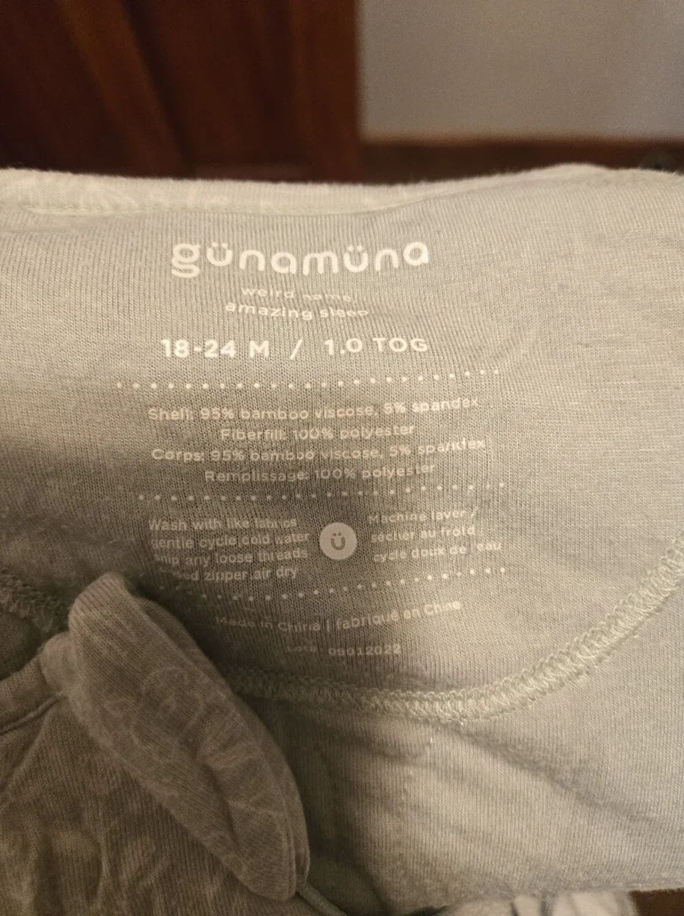 Light Olive Green GunaMuna Sleep Sack 18-24m 1 Tog